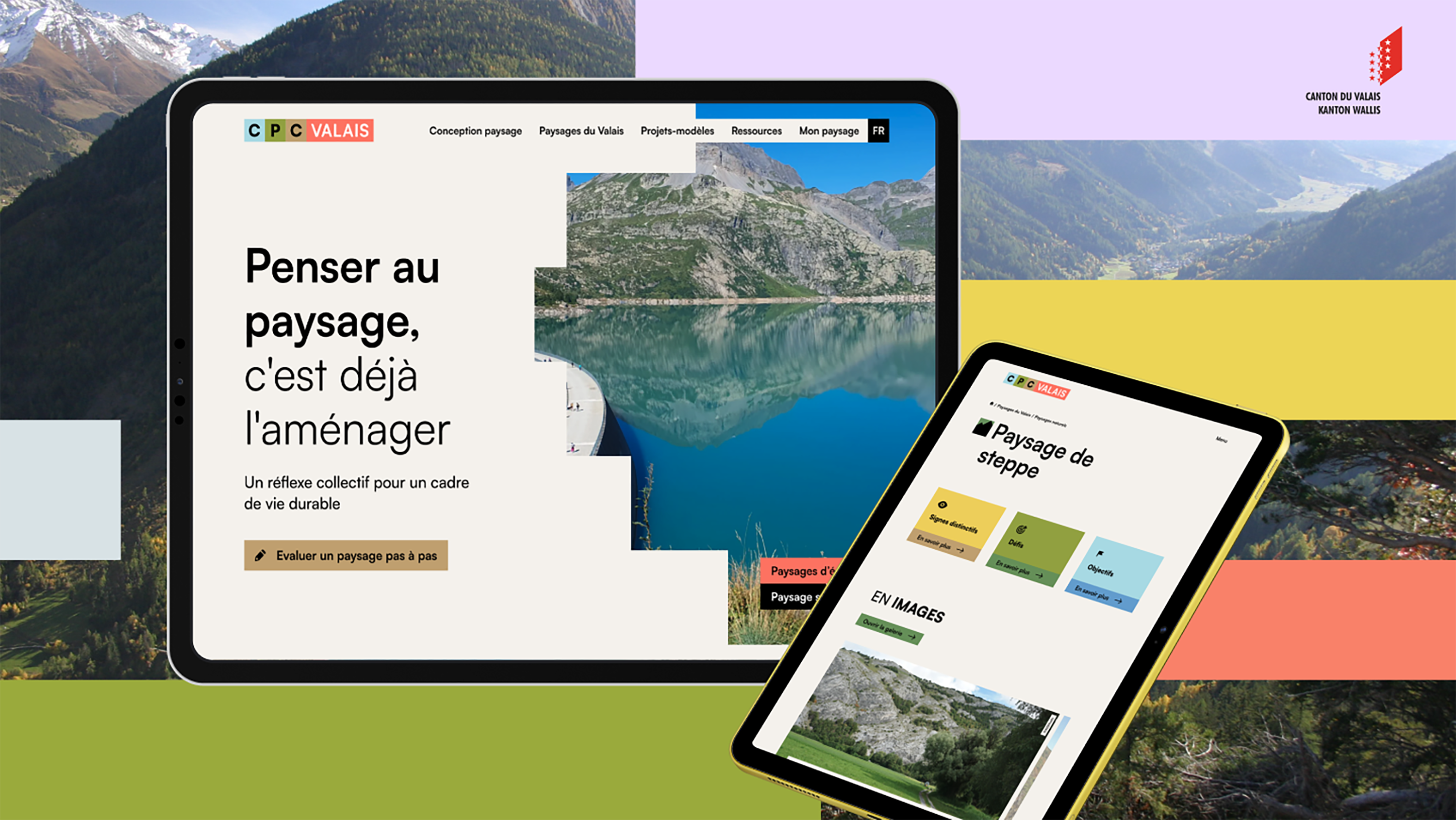 In Zusammenarbeit mit der Agentur Pleine Terre und für den Kanton Wallis haben wir die Website zur Kantonalen Landschaftskonzeption (KLK) gestaltet. Diese Plattform bietet einen Schlüssel zum Verständnis der Walliser Landschaften und ihrer Herausforderungen, durch eine interaktive Karte, eine Ressourcenbibliothek und ein Landschaftsbewertungstool in Form eines Quiz. Die Website richtet sich sowohl an Raumplanungsfachleute als auch an die breite Öffentlichkeit und fördert den «Landschaftsreflex», indem die landschaftliche Dimension so früh wie möglich in Projekte und Planungen einbezogen wird.